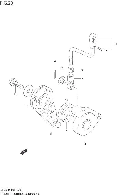 FIG 20  THROTTLE CONTROL (DF9.9R/15R MODEL:05%)