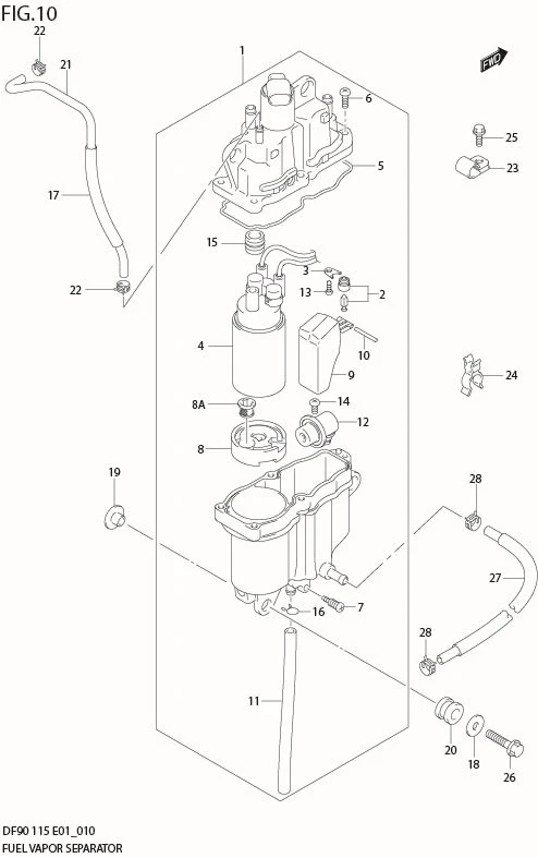 FIG 10  FUEL VAPOR SEPARATOR (DF115WT/WZ