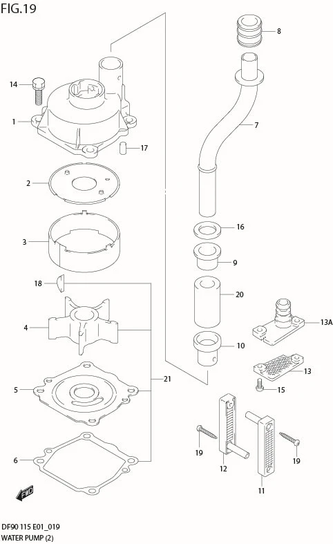 FIG 19  WATER PUMP (DF115WT)