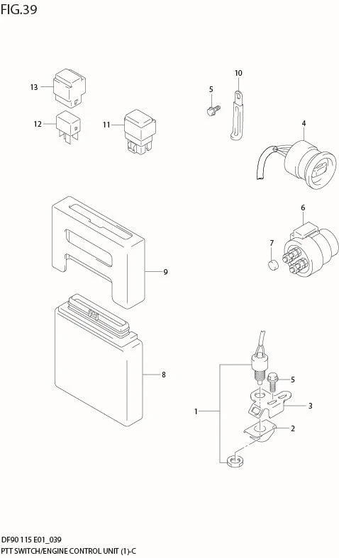 FIG 39  PTT SWITCH & ENGINE CONTROL UNIT (MODEL:01%03)