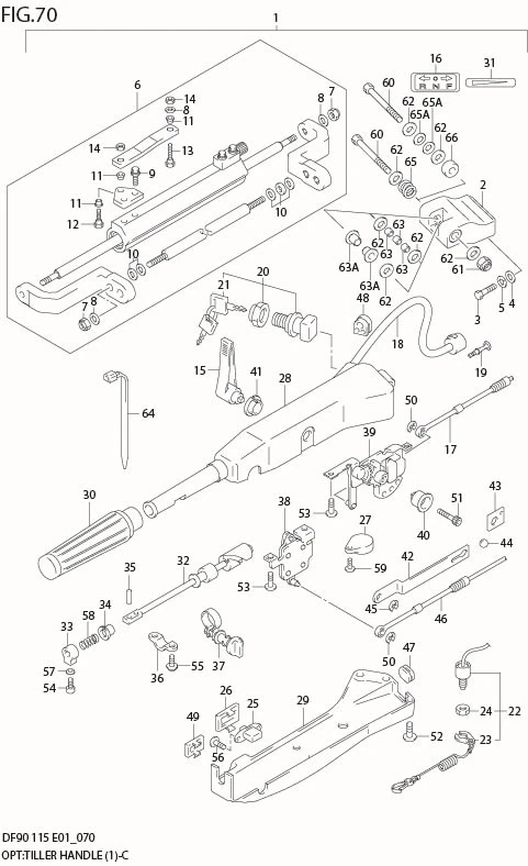 FIG 70  OPT:TILLER HANDLE (MODEL:01%03)