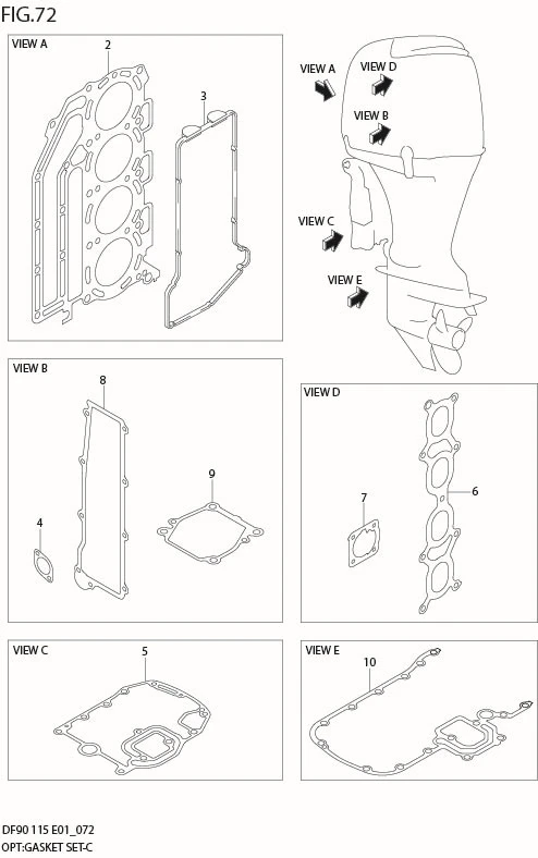 FIG 72  OPT:GASKET SET