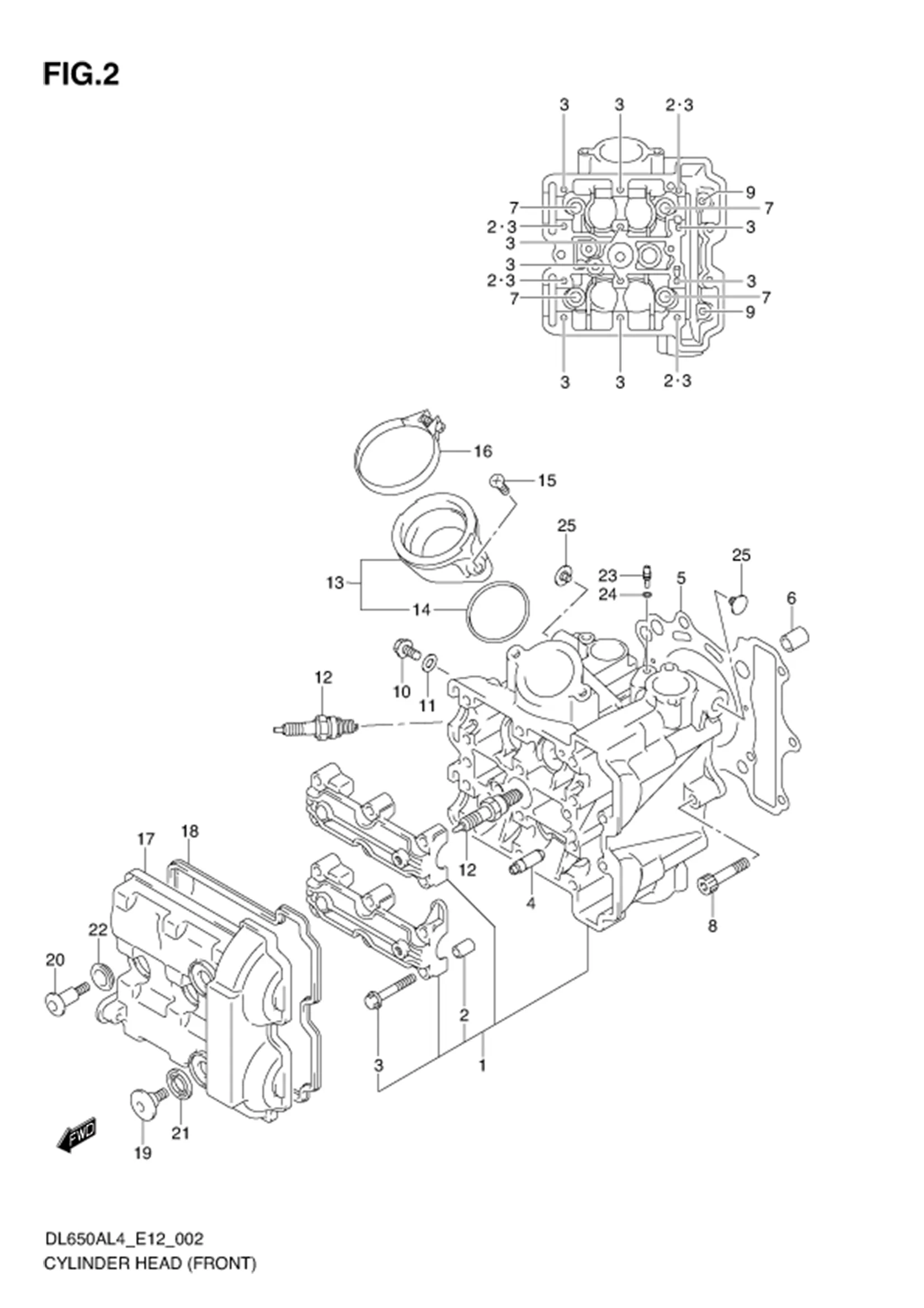 FIG.2 CYLINDER HEAD (FRONT) 