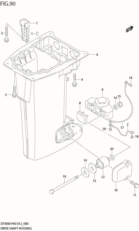 FIG 90  DRIVE SHAFT HOUSING (DT40W P40)