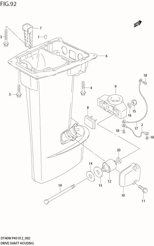 FIG 92  DRIVE SHAFT HOUSING (DT40WR P40)