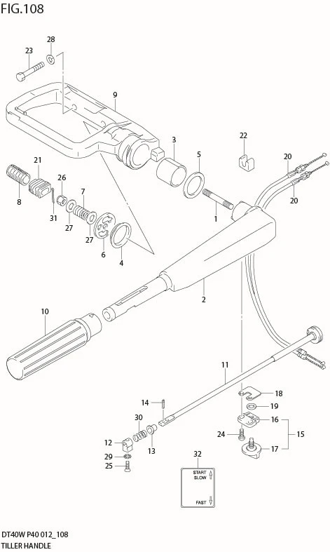 FIG 108 TILLER HANDLE (DT40WK P40)