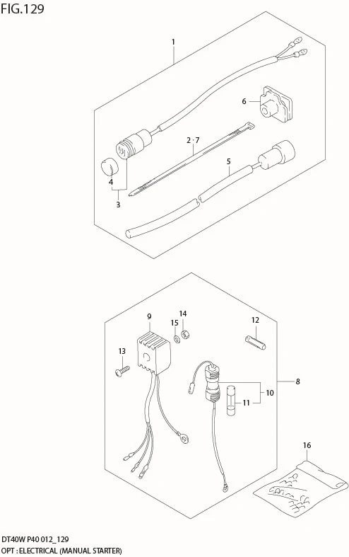 FIG 129 OPT : ELECTRICAL (MANUAL STARTER) (DT40WK P40)