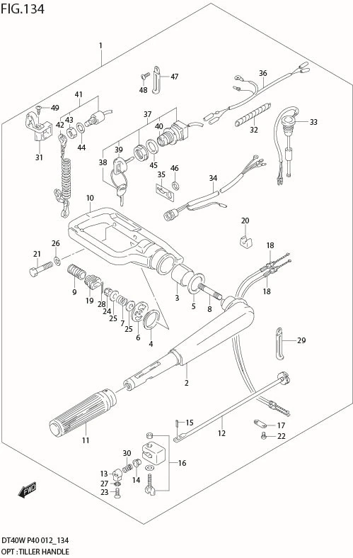FIG 134 OPT : TILLER HANDLE (DT40WR P90)