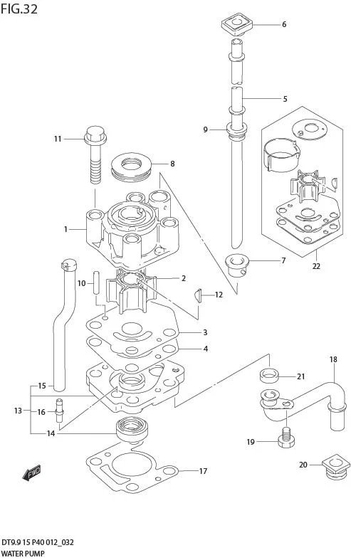 FIG 32  WATER PUMP (DT15K P36)