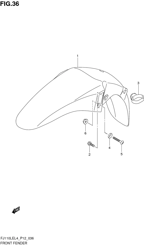 FIG. 36 FRONT FENDER