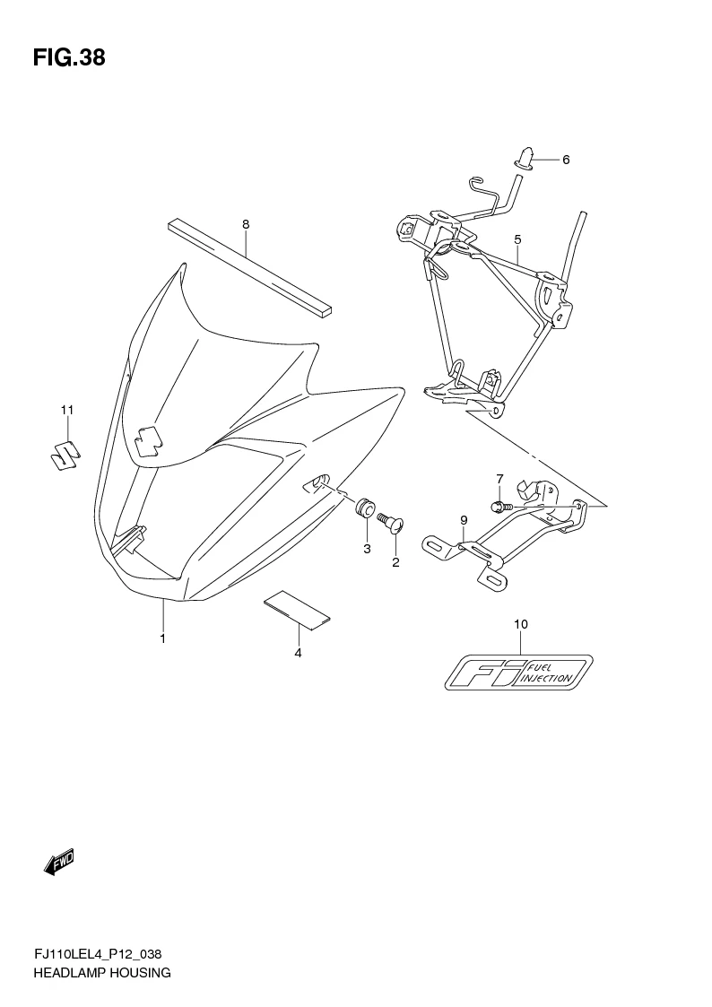 FIG. 38 HEADLAMP HOUSING