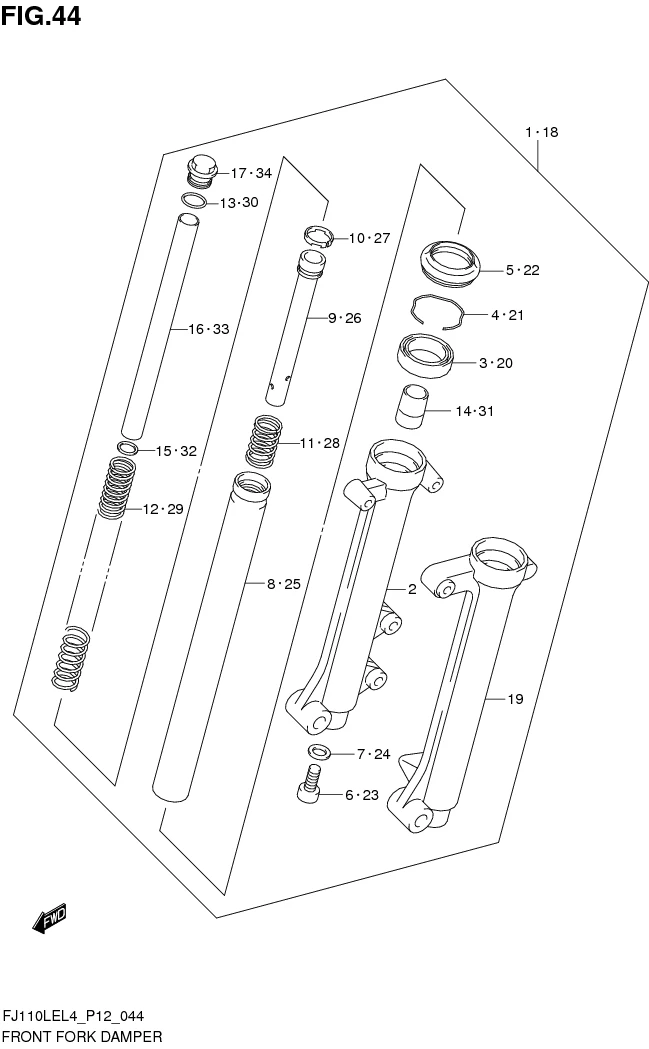 FIG. 44 FRONT FORK DAMPER