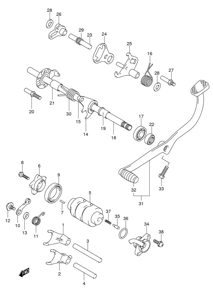 FIG.17 GEAR SHIFTING (FL125SDK7/SDK8/RDK8/RCDFK8)