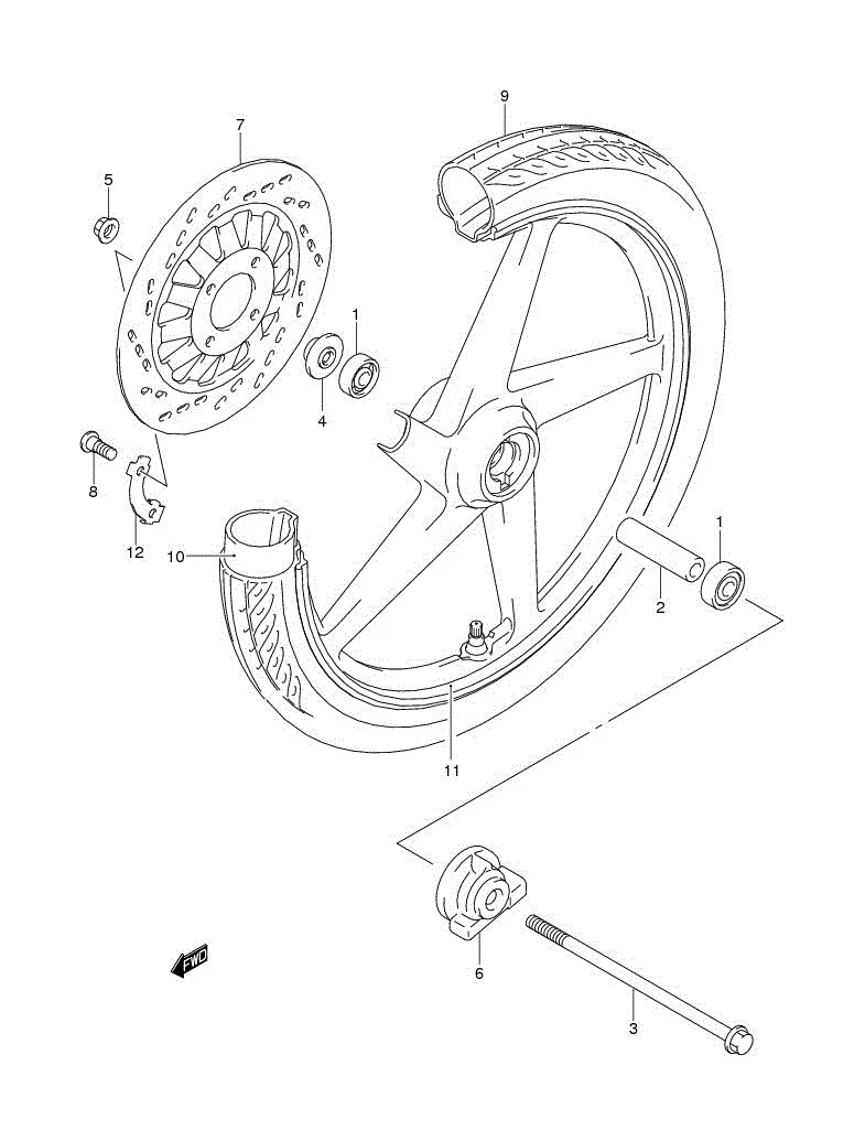FIG.46 FRONT WHEEL (FL125SC/RCDF)