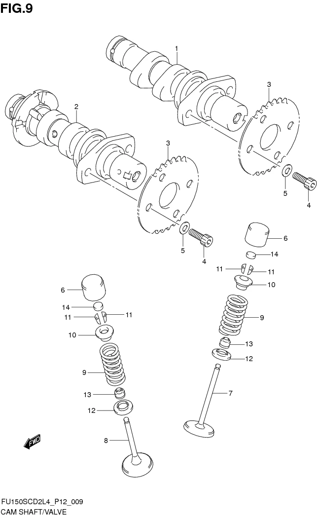 FIG.9 CAM SHAFT/VALVE 