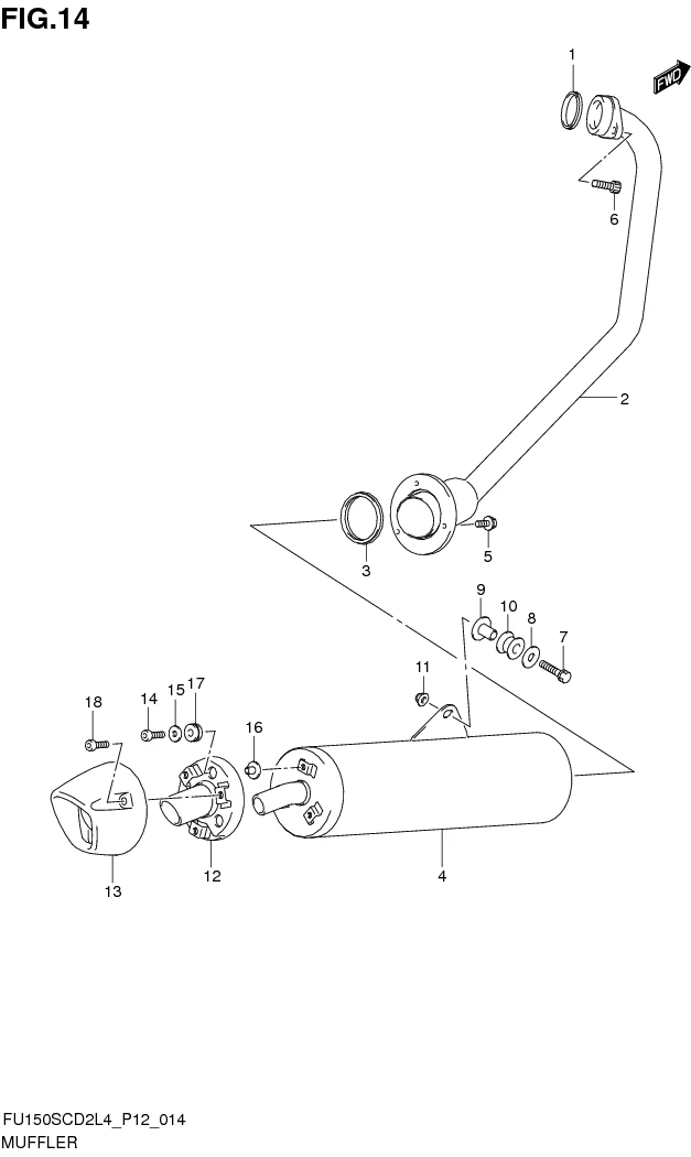 FIG.14 MUFFLER (FU150SCD2L4 P12) 