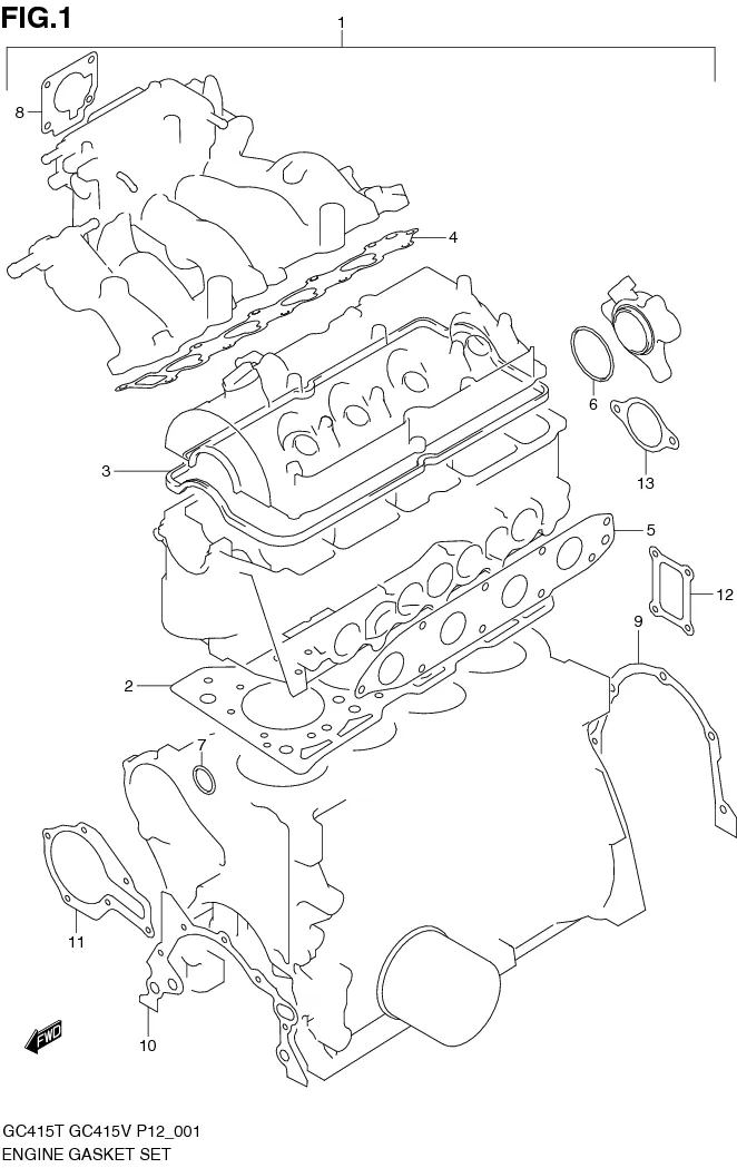 FIG.1 ENGINE GASKET SET