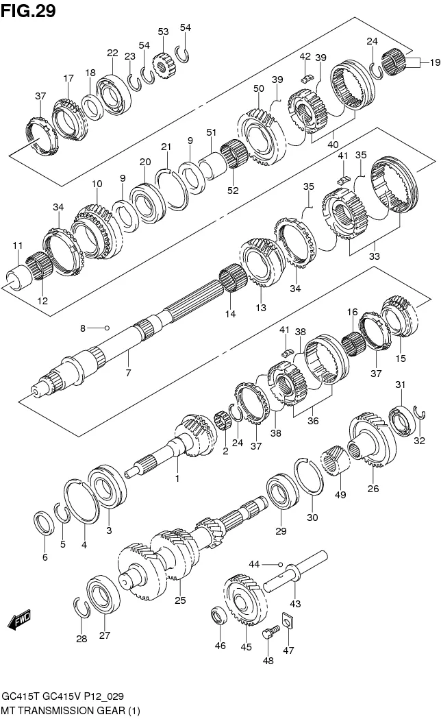 FIG.29 MT TRANSMISSION GEAR (MT:TYPE 1)