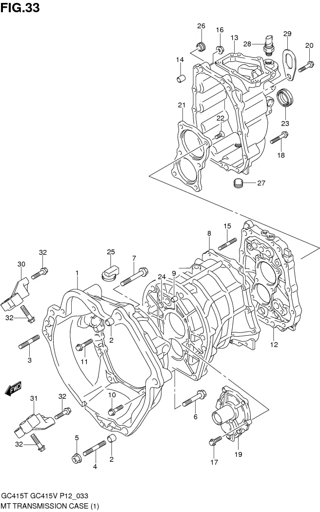 FIG.33 MT TRANSMISSION CASE (MT:TYPE 1)