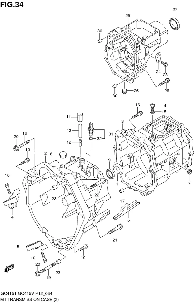 FIG.34 MT TRANSMISSION CASE (MT:TYPE 2)