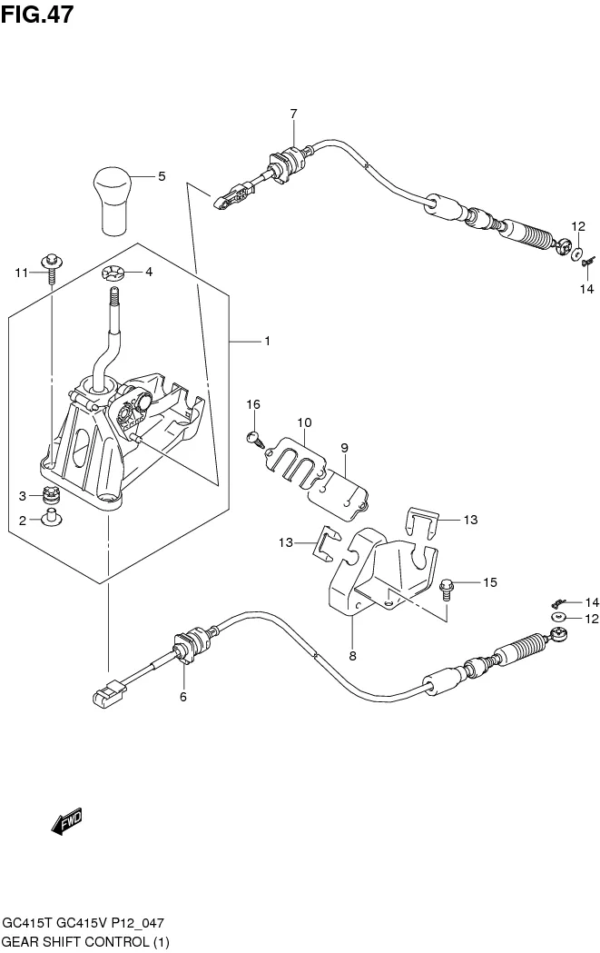 FIG.47 GEAR SHIFT CONTROL (MT:TYPE 1)