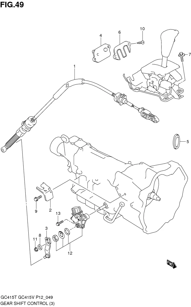 FIG.49 GEAR SHIFT CONTROL (AT:TYPE 1)