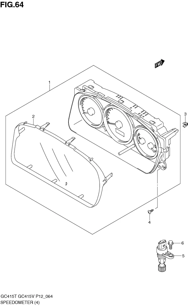 FIG.64 SPEEDOMETER (TYPE 2:W/TACHOMETER)