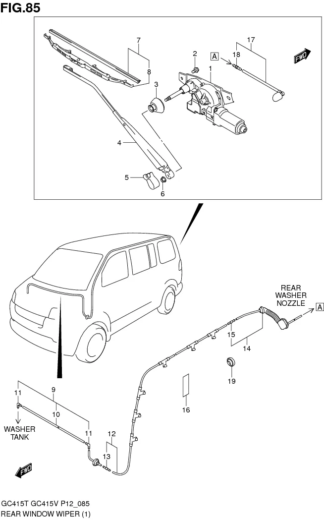 FIG.85 REAR WINDOW WIPER (W/REAR WIPER:TYPE 1)