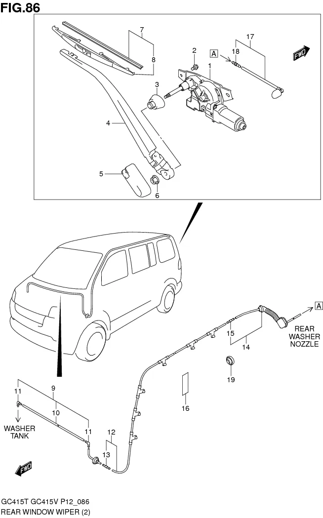 FIG.86 REAR WINDOW WIPER (W/REAR WIPER:TYPE 2)