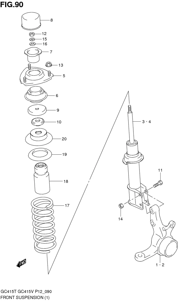 FIG.90 FRONT SUSPENSION (TYPE 1)