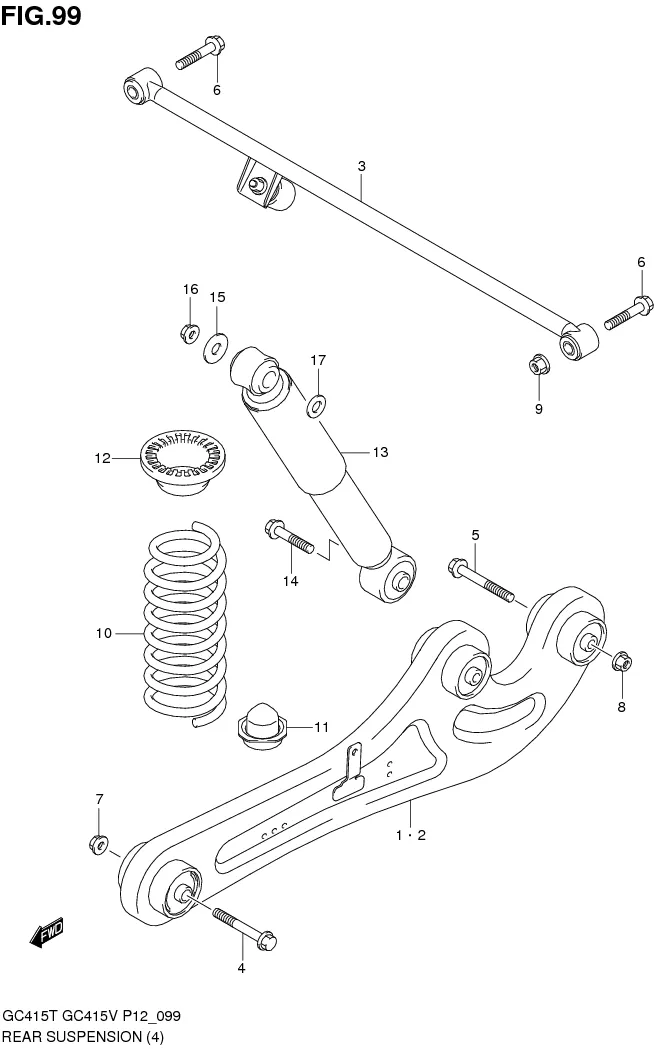FIG.99 REAR SUSPENSION (GC415V:TYPE 2:GL, GLX, SGX)