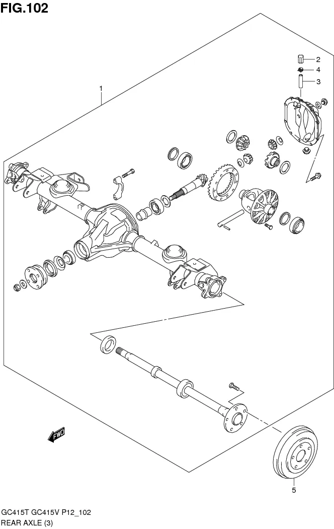 FIG.102 REAR AXLE (TYPE 2: VAN, GA, BLIND VAN)