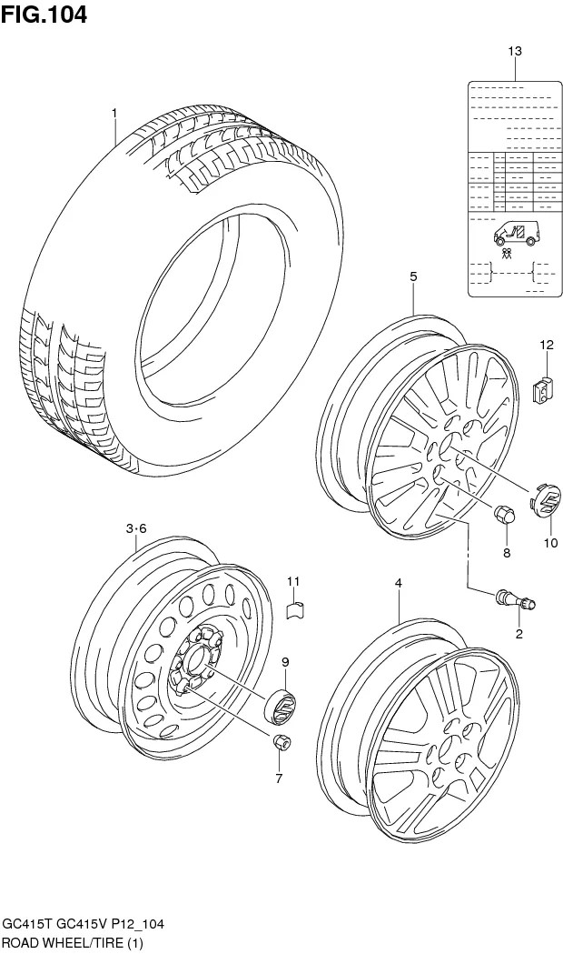 FIG.104 ROAD WHEEL / TIRE (TYPE 1)