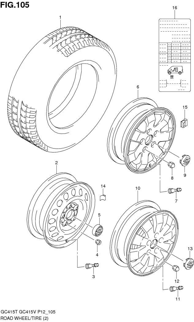 FIG.105 ROAD WHEEL / TIRE (TYPE 2)