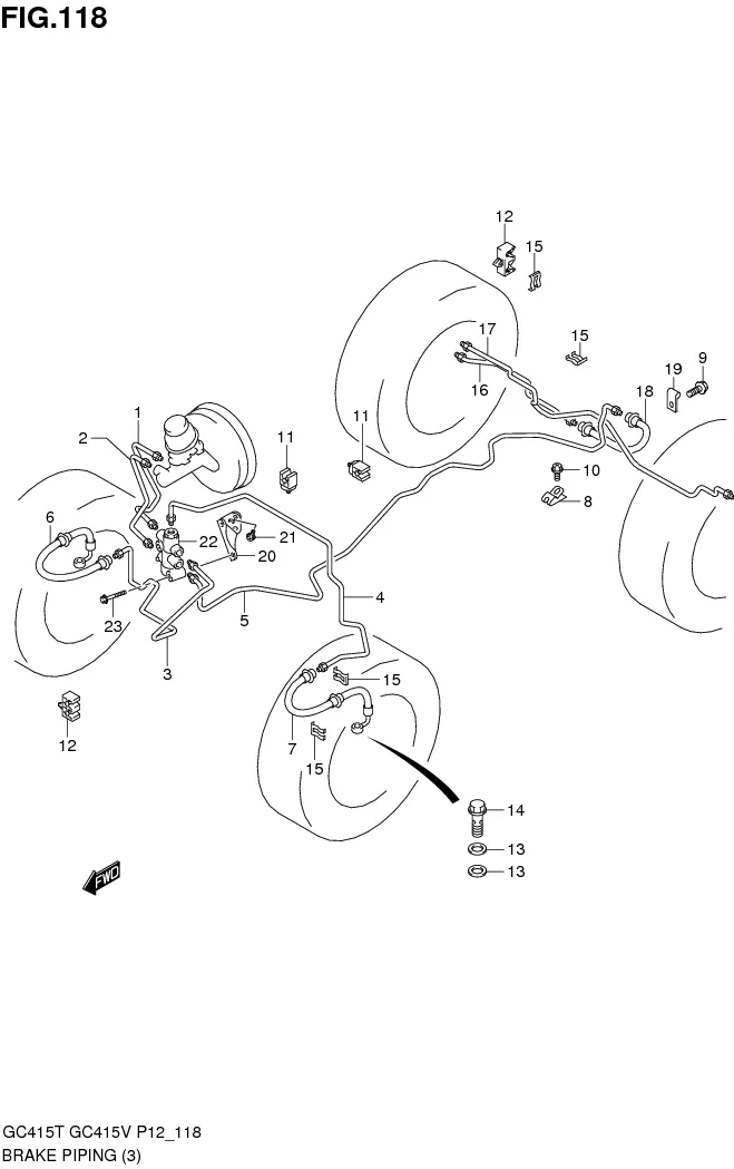 FIG.118 BRAKE PIPING (GC415V:TYPE 2:GL, GLX, SGX)