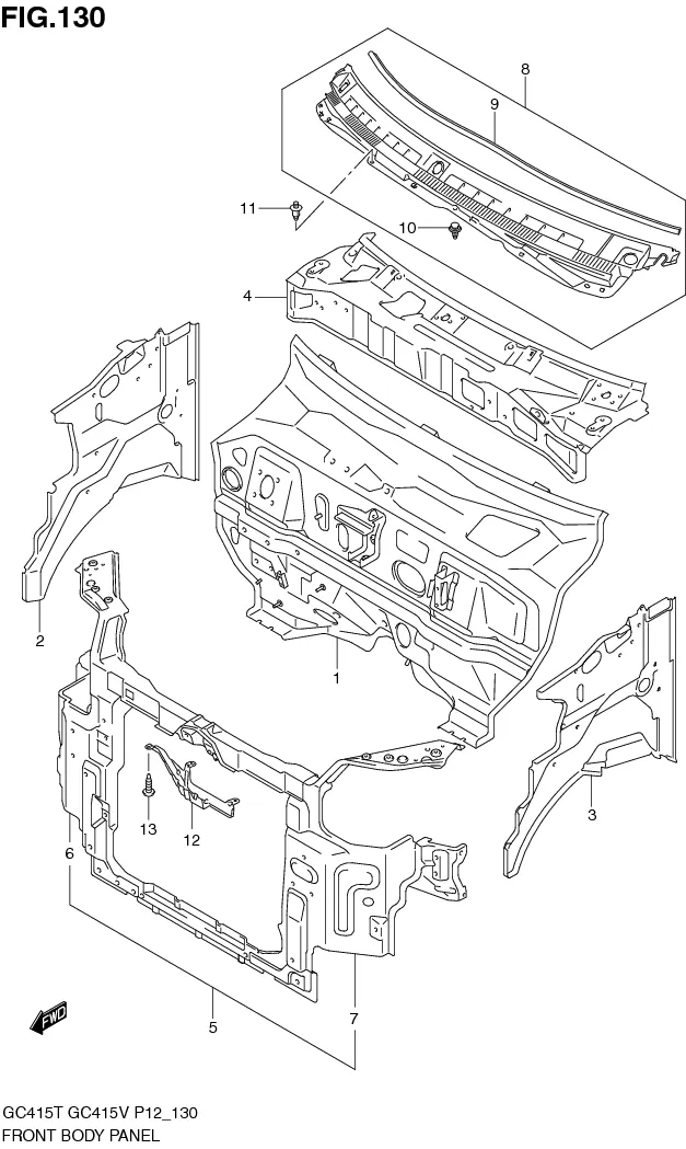 FIG.130 FRONT BODY PANEL