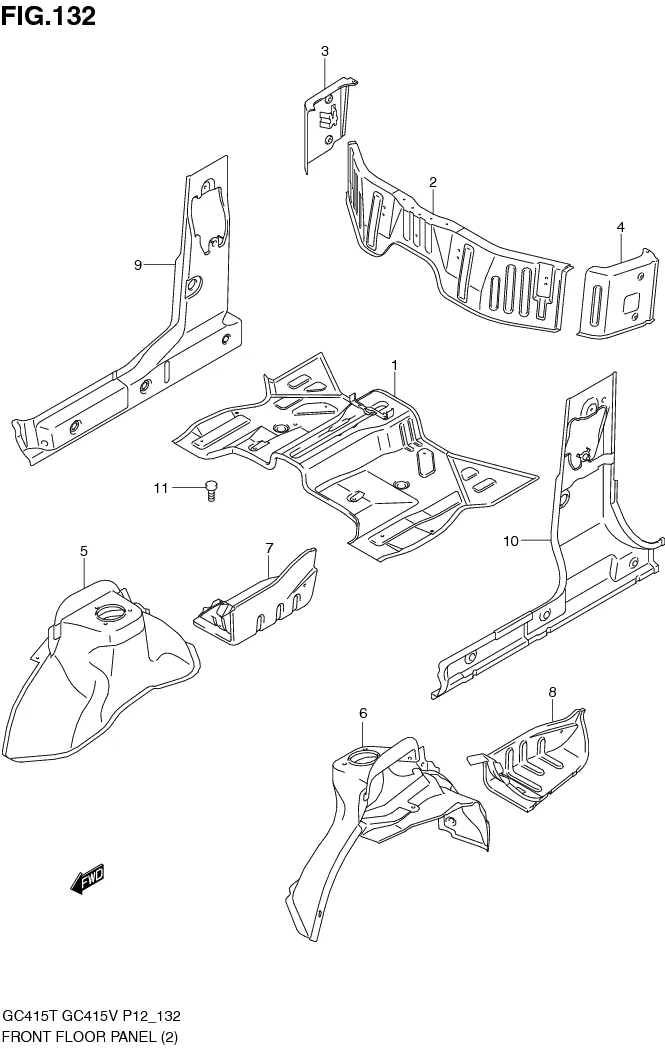 FIG.132 FRONT FLOOR PANEL (GC415V:TYPE 1)