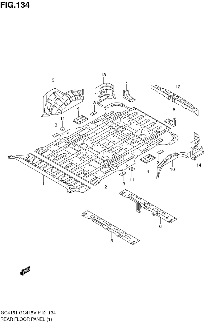 FIG.134 REAR FLOOR PANEL (GC415V:TYPE 1)