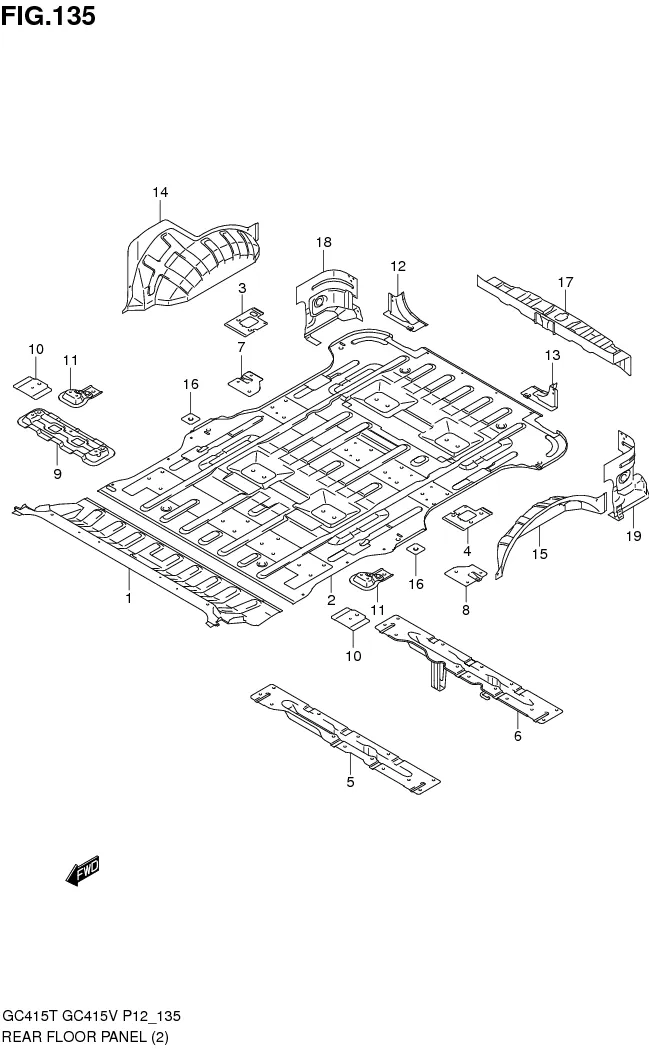 FIG.135 REAR FLOOR PANEL (GC415V:TYPE 2)
