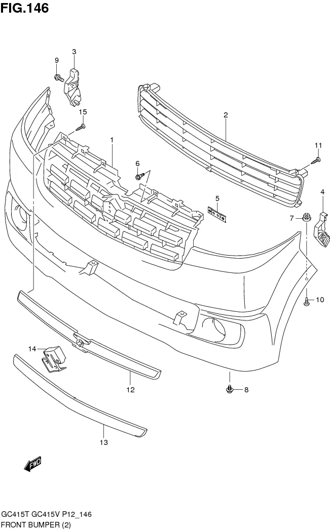 FIG.146 FRONT BUMPER (GC415V:TYPE 2:GL,GLX,SGX)