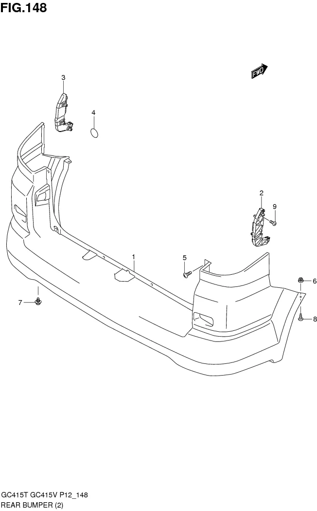 FIG.148 REAR BUMPER (GC415V:TYPE 2:GL,GLX,SGX)