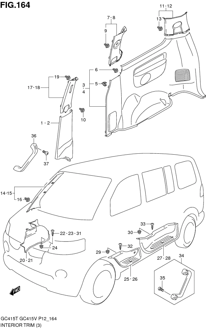 FIG.164 INTERIOR TRIM (GC415V:TYPE 2:GL,GLX,SGX)