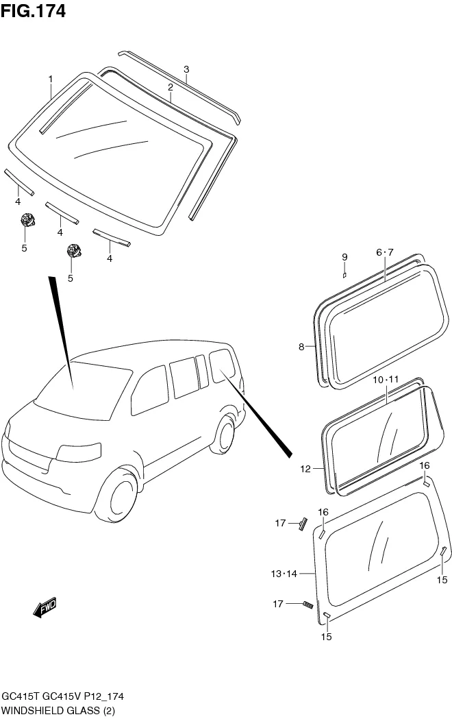FIG.174 WINDSHIELD GLASS (GC415V)