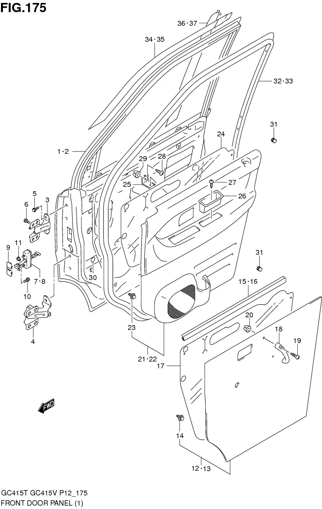 FIG.175 FRONT DOOR PANEL (TYPE 1)