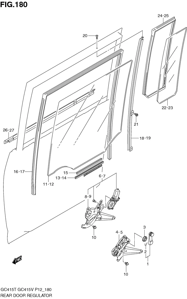 FIG.180 REAR DOOR REGULATOR (GC415V)