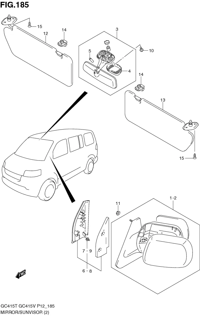 FIG.185 MIRROR/SUNVISOR (TYPE 1:GLX)