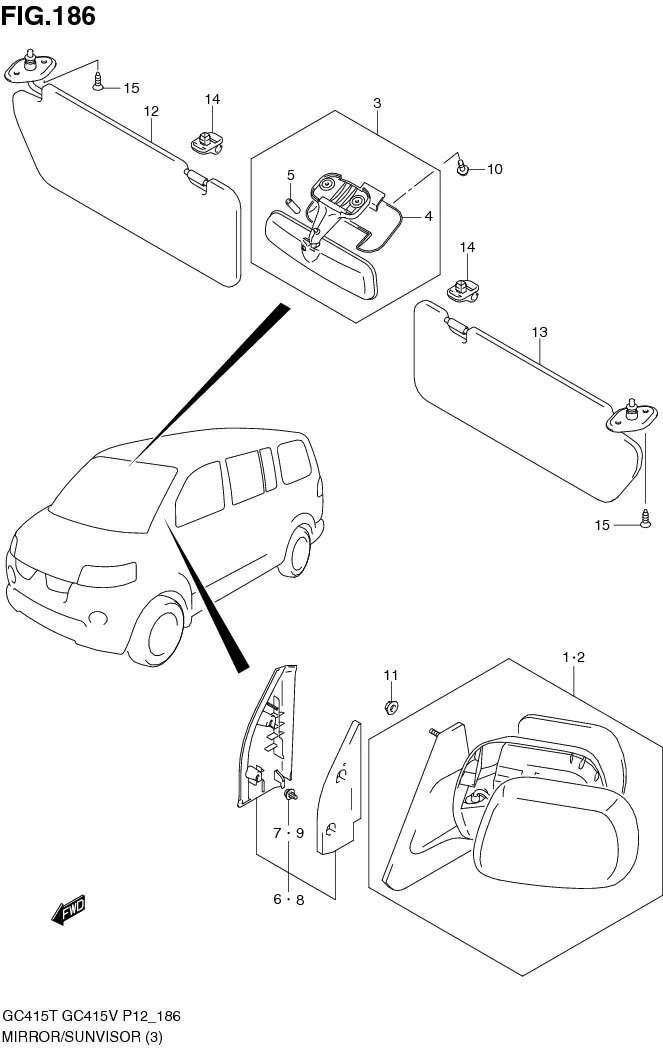 FIG.186 MIRROR/SUNVISOR (TYPE 2:GLX,SGX)