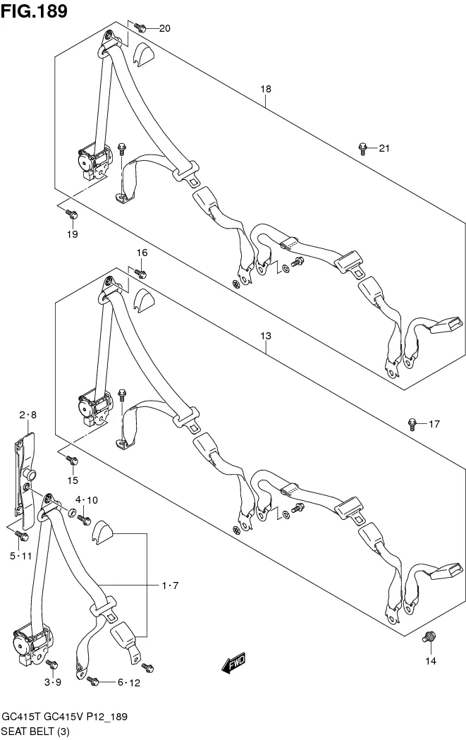 FIG.189 SEAT BELT (GC415V:GL,GLX,SGX)