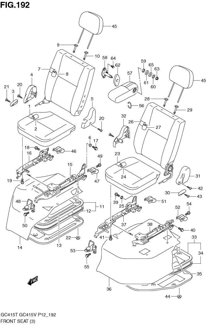 FIG.192 FRONT SEAT (TYPE 1:GC415V:GL,GLX)