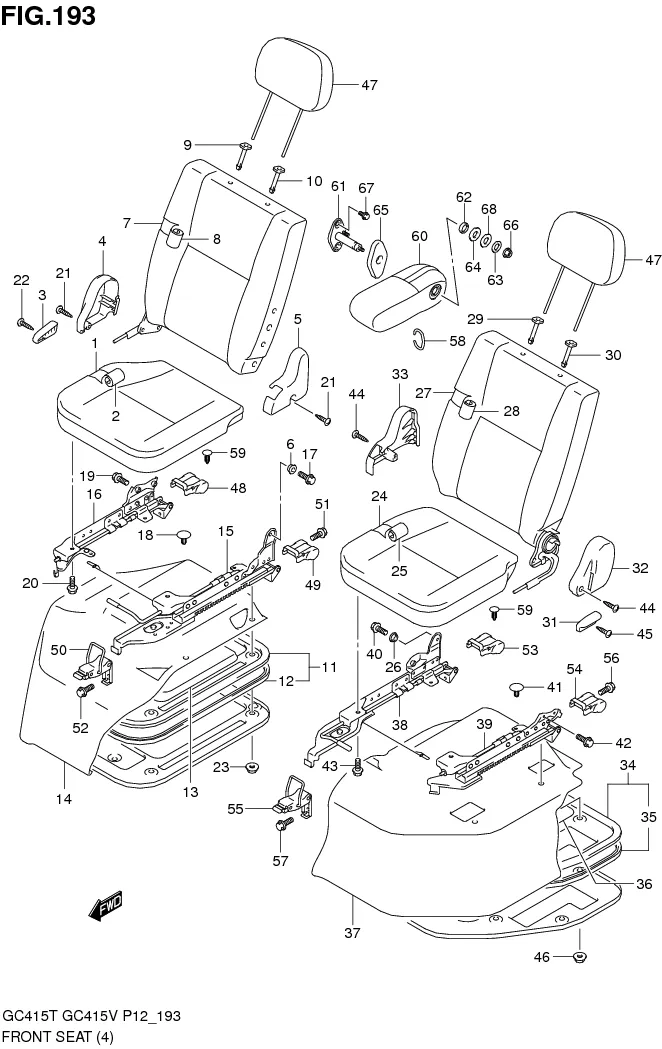 FIG.193 FRONT SEAT (TYPE 2:GC415V:GL,GLX,SGX)